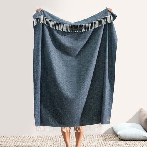 Lands Downunder Italian Herringbone Throw In Blue