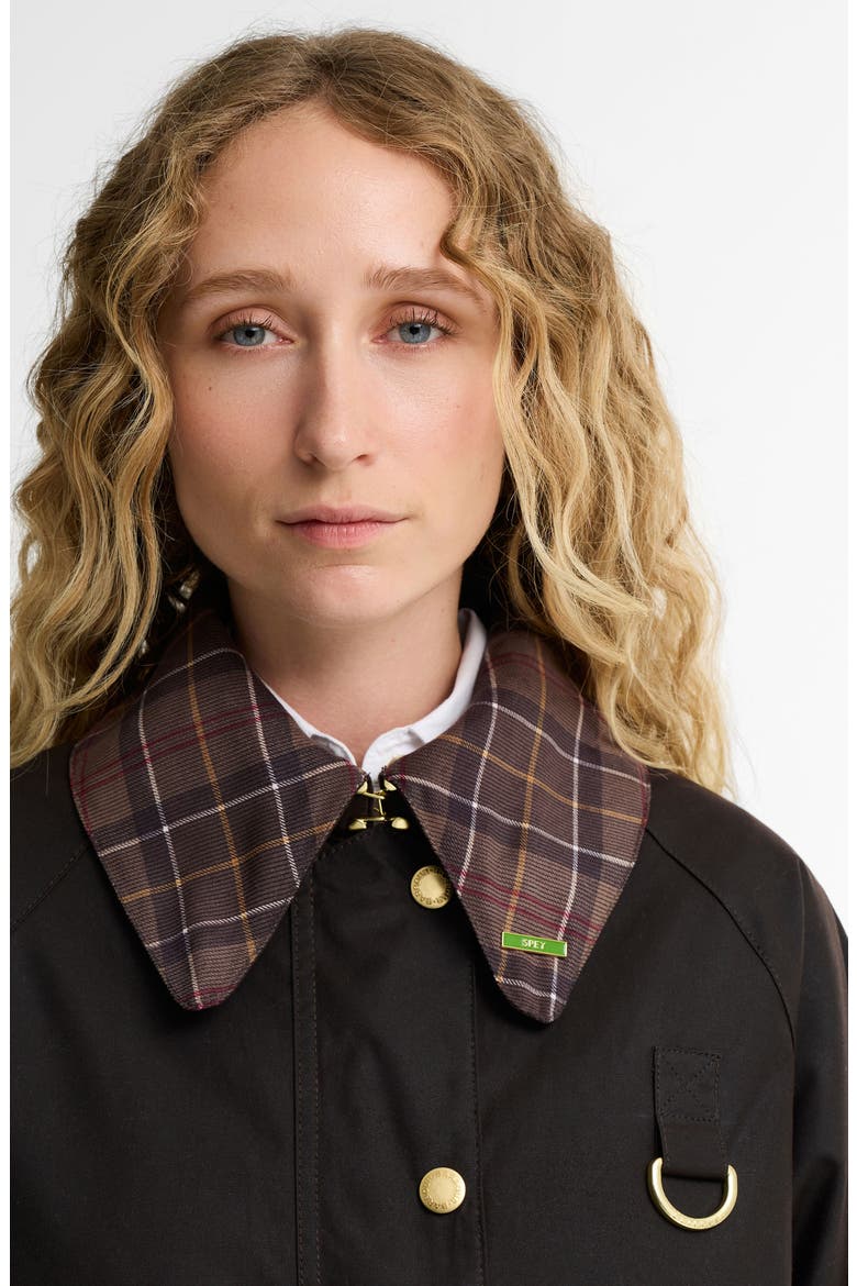 Icons Tartan Collar Spey Waxed Cotton Jacket, Alternate, color, RUSTIC/ MUTED