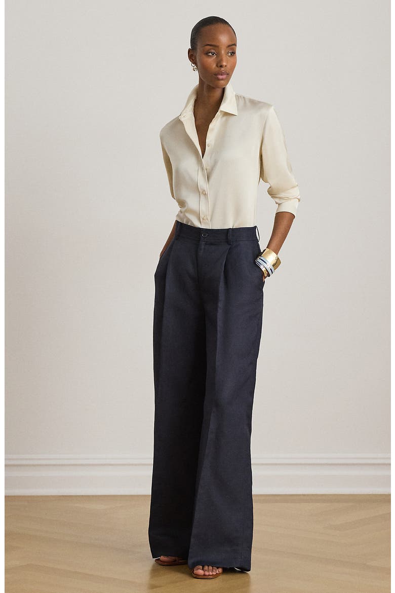 Drapey Georgette Button-Up Shirt, Alternate, color, MASCARPONE CREAM