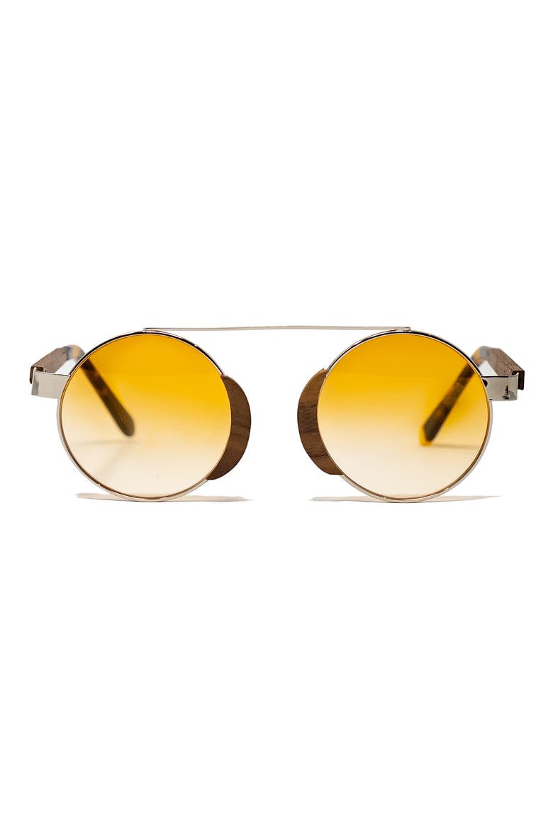 Aristotle 46mm Gradient Round Sunglasses, Main, color, SILVER / ORANGE GRADIENT