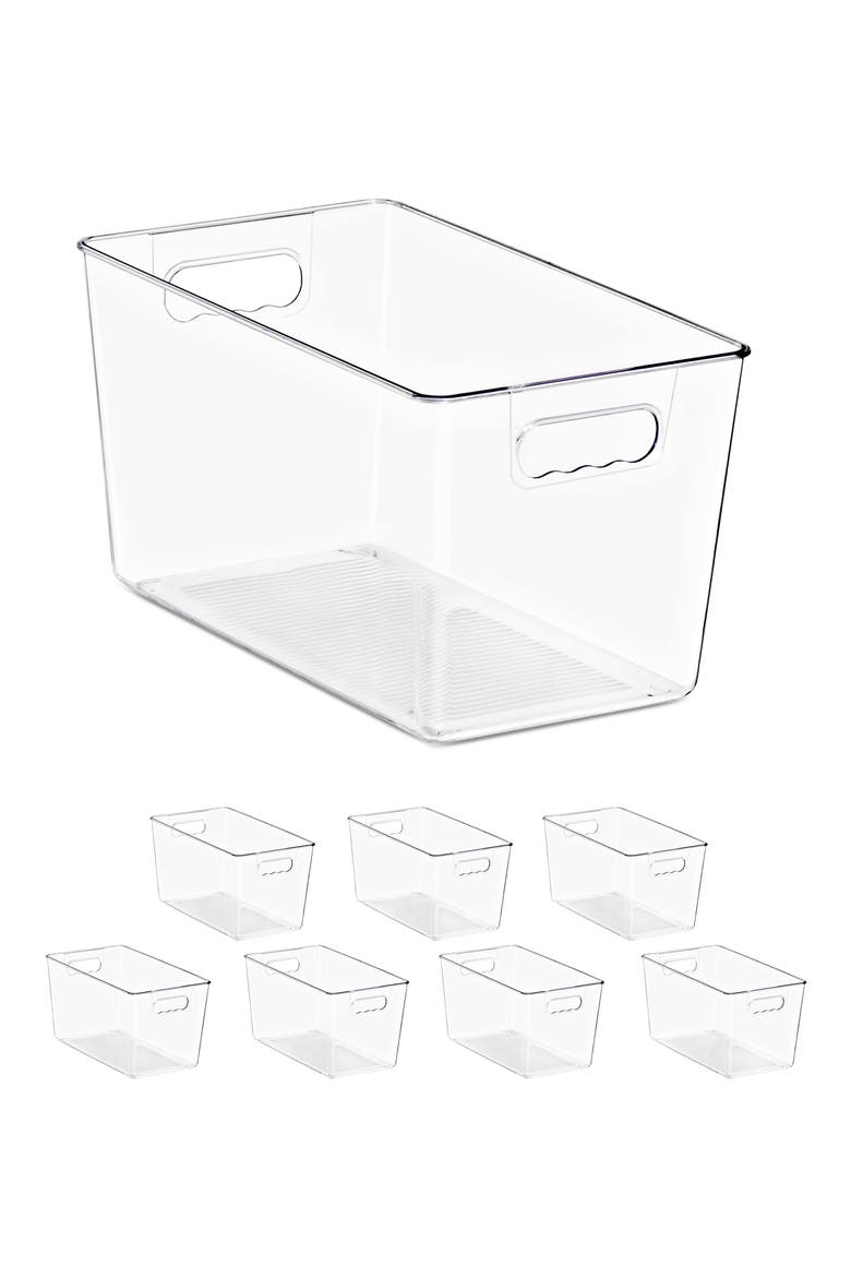 Set of 8 Extra Large Clear Storage Bins, Main, color, NO COLOR