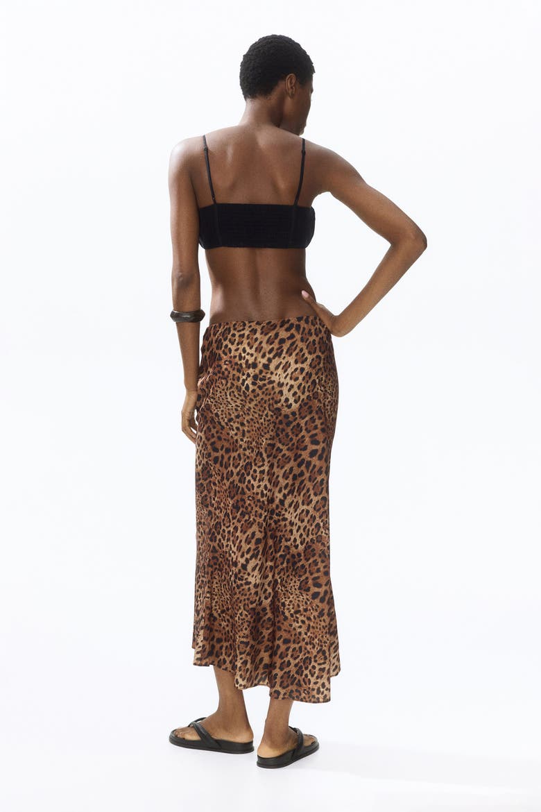 Satin Slip Skirt, Alternate, color, Brown/leopard print