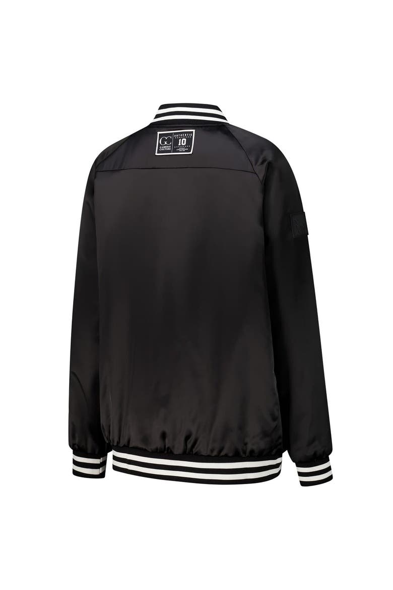 Women's Gameday Couture  Black/Orange Cleveland Browns Oversized Hot Shot Rhinestone Throwback Full-Snap Varsity Bomber Jacket, Alternate, color, Black