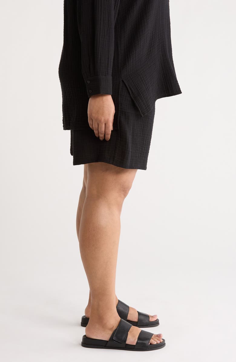 Eileen Fisher Organic Cotton Drawstring Shorts, Alternate, color, Black