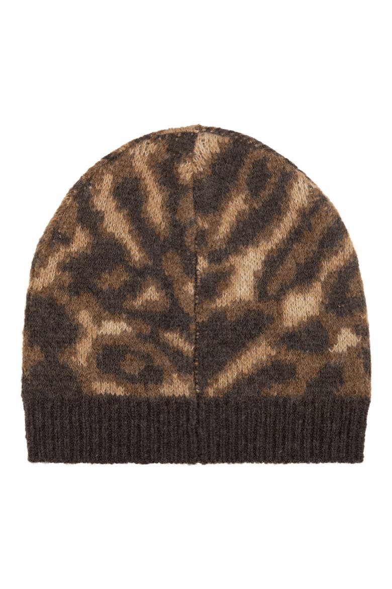 Ocelot Pattern Knit Beanie, Alternate, color, ABSTRACT/ DK BROWN