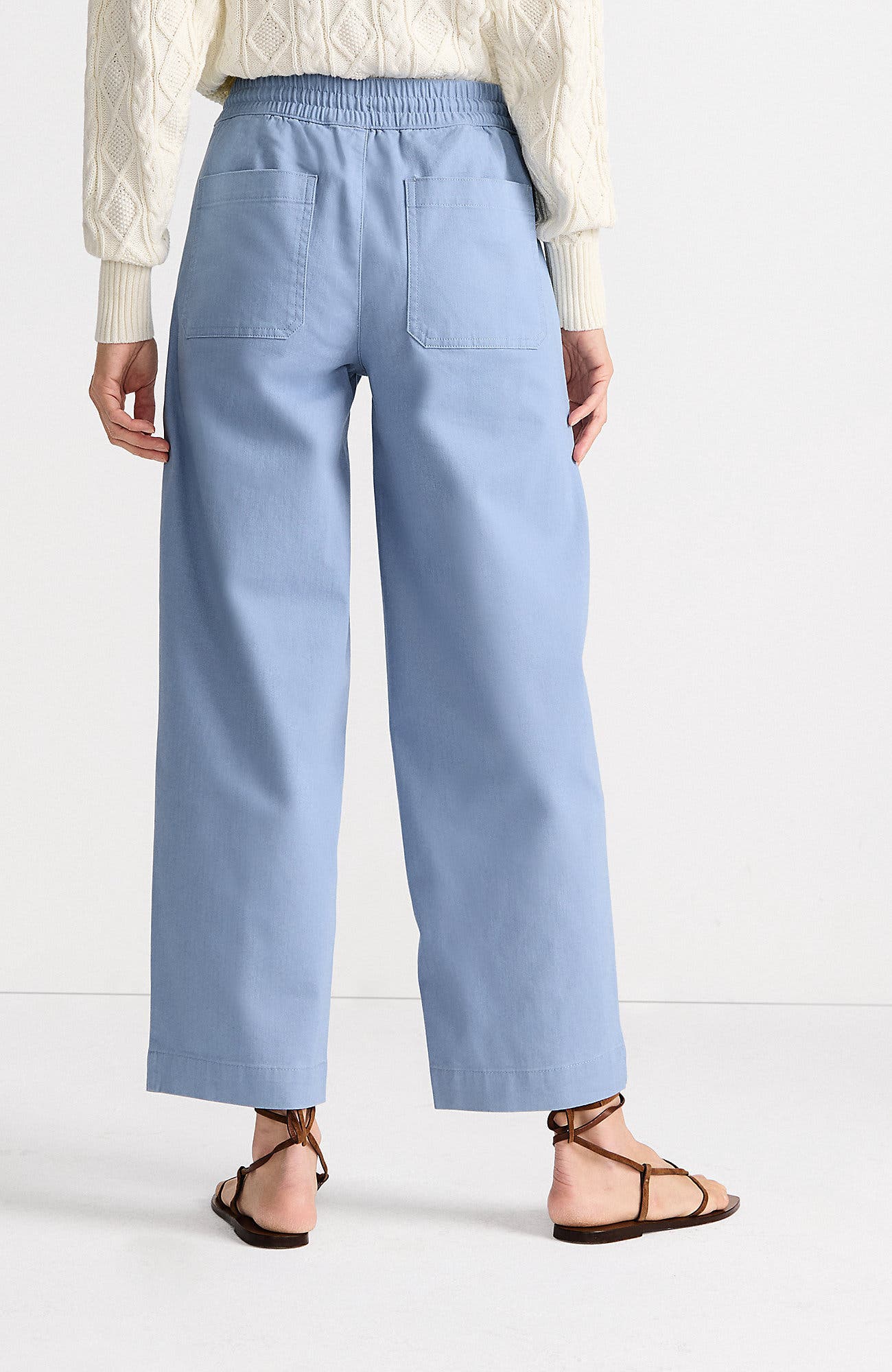 Herringbone Chino High Rise Relaxed Straight Drawstring Ankle Pants - image 4
