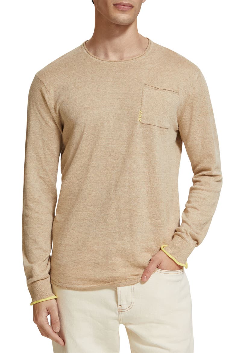 Linen & Cotton Sweater, Main, color, MEDIUM BEIGE