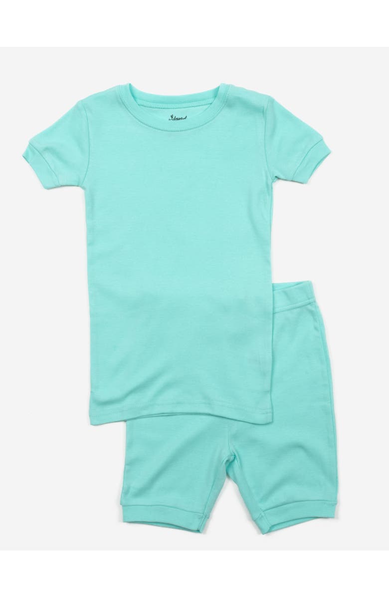 Leveret Kids Short Sleeve Cotton Solid Matching Family Pajamas, Main, color, Aqua
