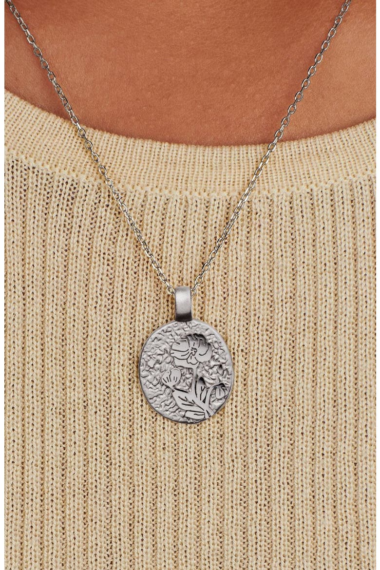 Silver Birth Flower Necklace, Alternate, color, Poppy August
