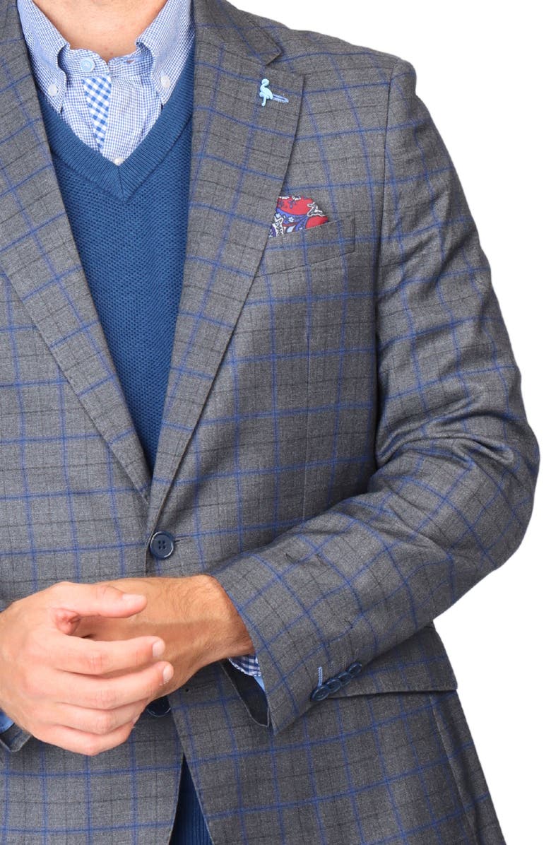 TailorByrd Classic Mélange Windowpane Sport Coat, Alternate, color, Charcoal