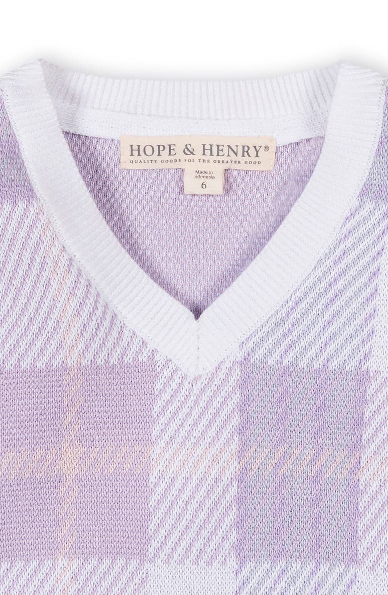Hope & Henry Kids' Organic Long Sleeve V-Neck Intarsia Sweater, Alternate, color, Monet Plaid Intarsia