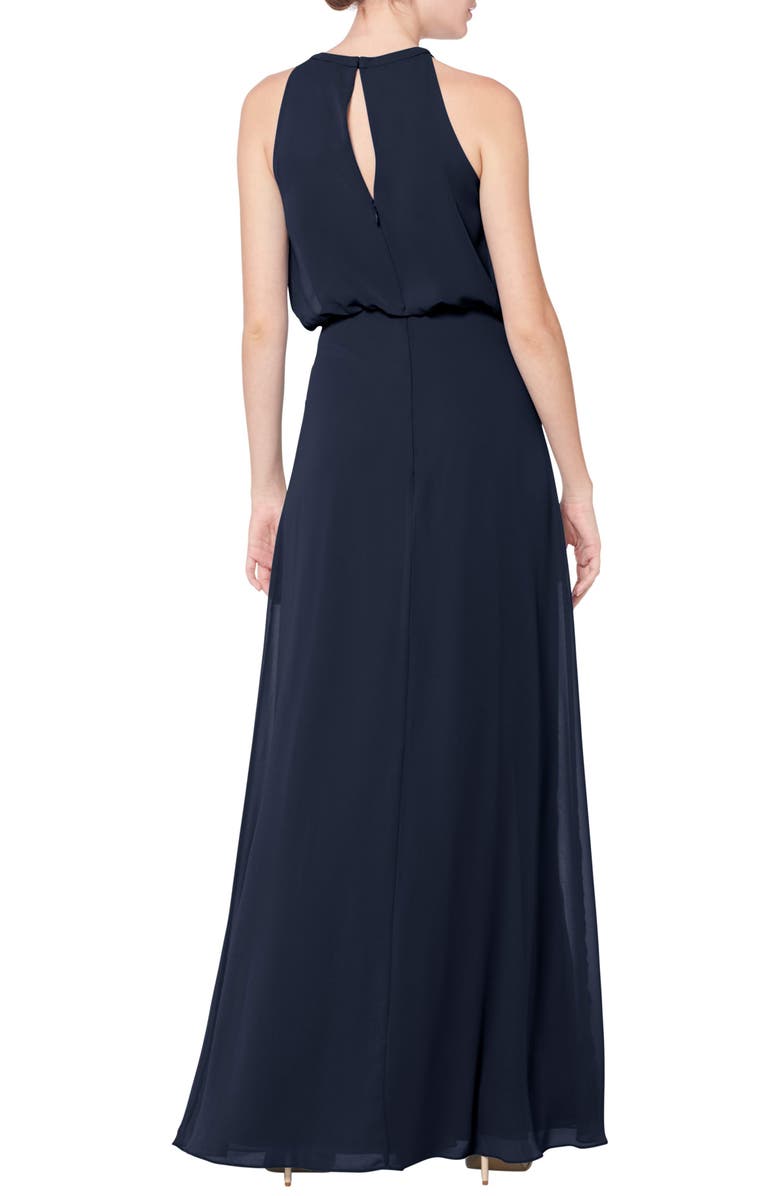 #Levkoff Halter Neck Blouson Bodice Chiffon Evening Gown, Alternate, color, 