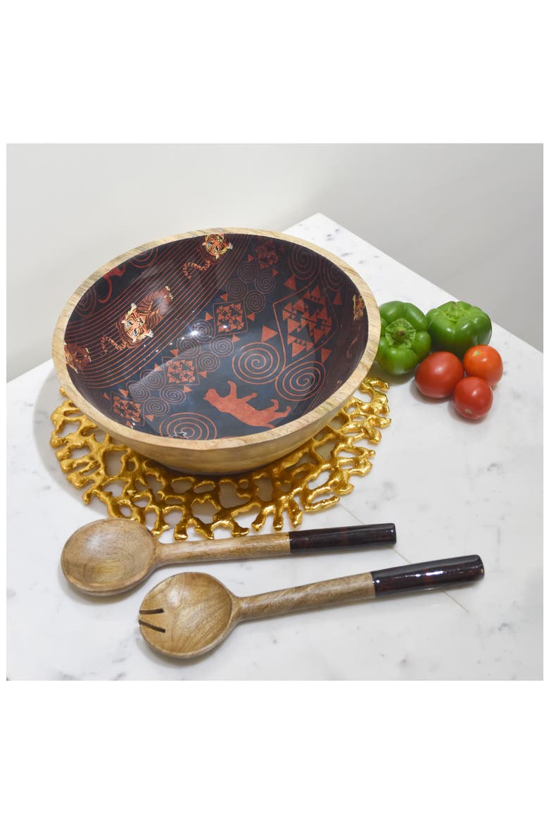 Moon Horse 3-Piece Salad Set, Alternate, color, BROWN
