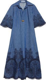 【Zimmermann】Coco embroidered denim maxi dress Zimmermann Coco Embroidered Denim Caftan Dress | Nordstrom