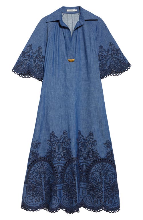 Zimmermann Coco Embroidered Denim Long Dress