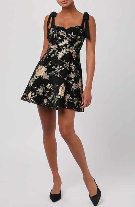 Lulus Essie Floral Tie Strap Fit & Flare Minidress