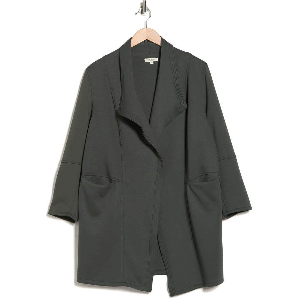 Max Studio Draped Collar Scuba Jacket In Green