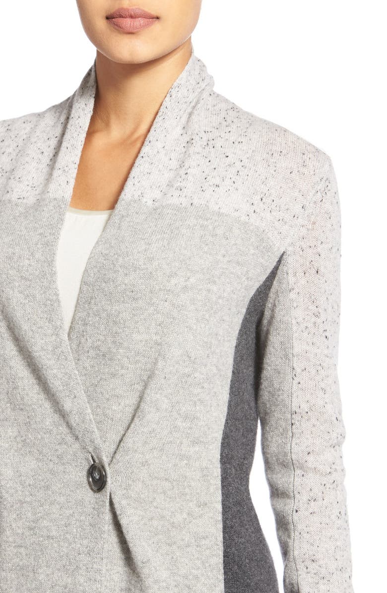 White + Warren Colorblock Wrap Front Cashmere Cardigan, Alternate, color, 
