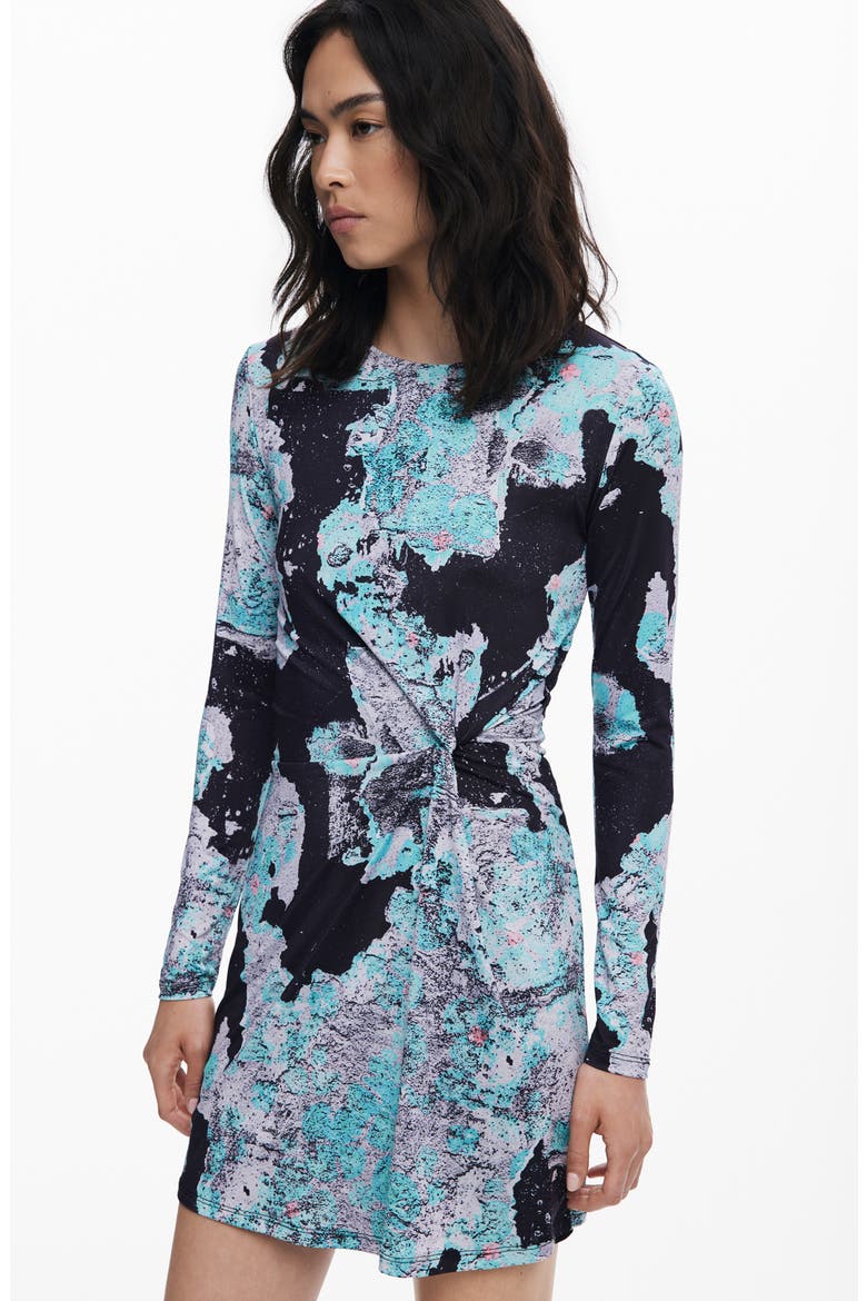 Lacroix Print Long Sleeve Twist Detail Minidress, Alternate, color, GREEN BLUE