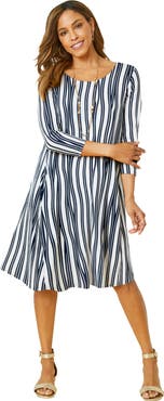 Jessica London Stretch Knit Three-Quarter Sleeve T-shirt Dress