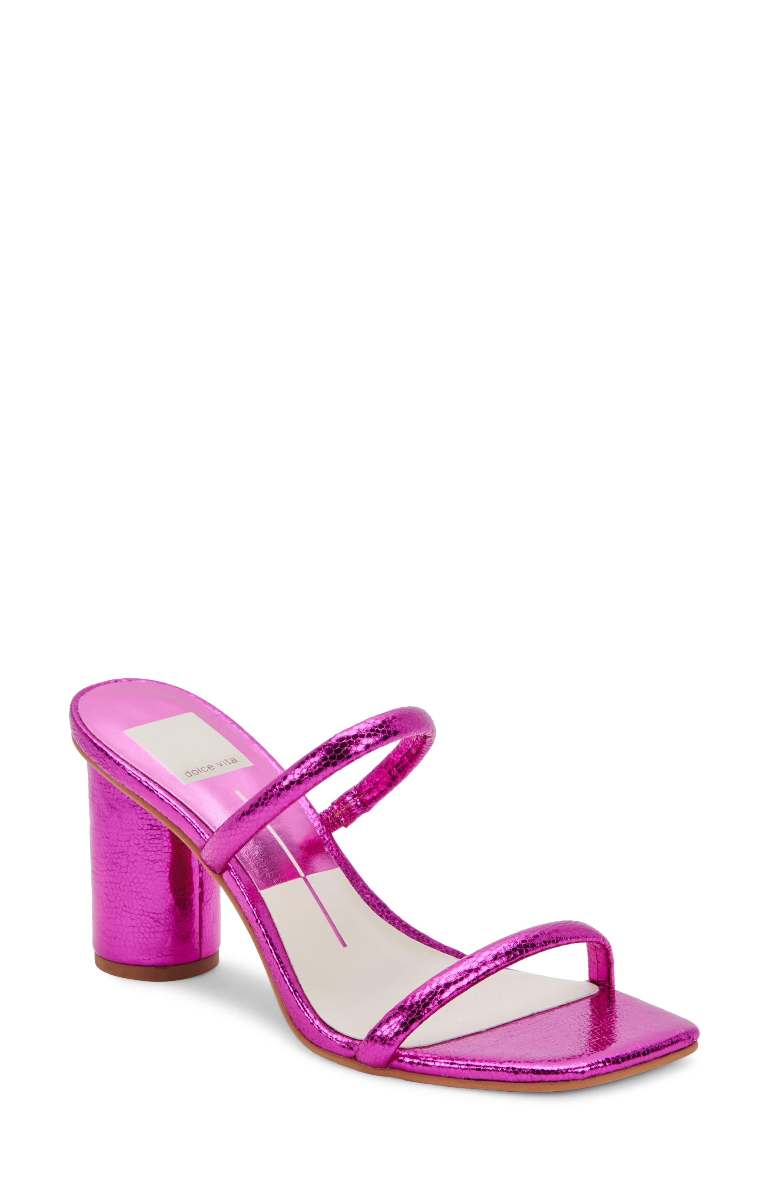 Noles City Slide Sandal, Main, color, ELECTRIC PINK METALLIC STELLA