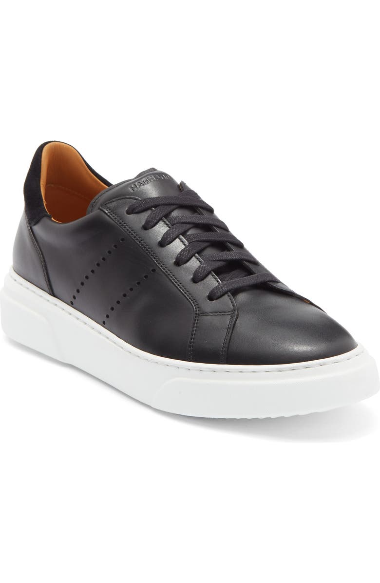 Magnanni Muro Leather Sneaker, Main, color, Black / Black Suede