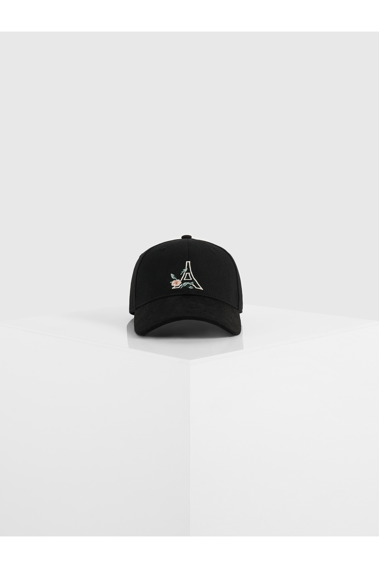 Floral Eiffel Suede Contrast Cap, Alternate, color, Black