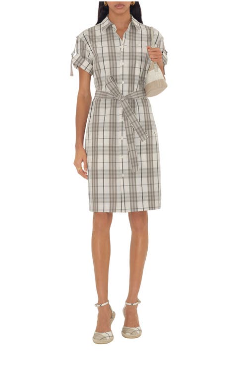 ワンピース BURBERRY Women Dresses 8095080158995 Beige Burberry Nova Checked Shirt Dress, Brand Size 8 (US Size 6