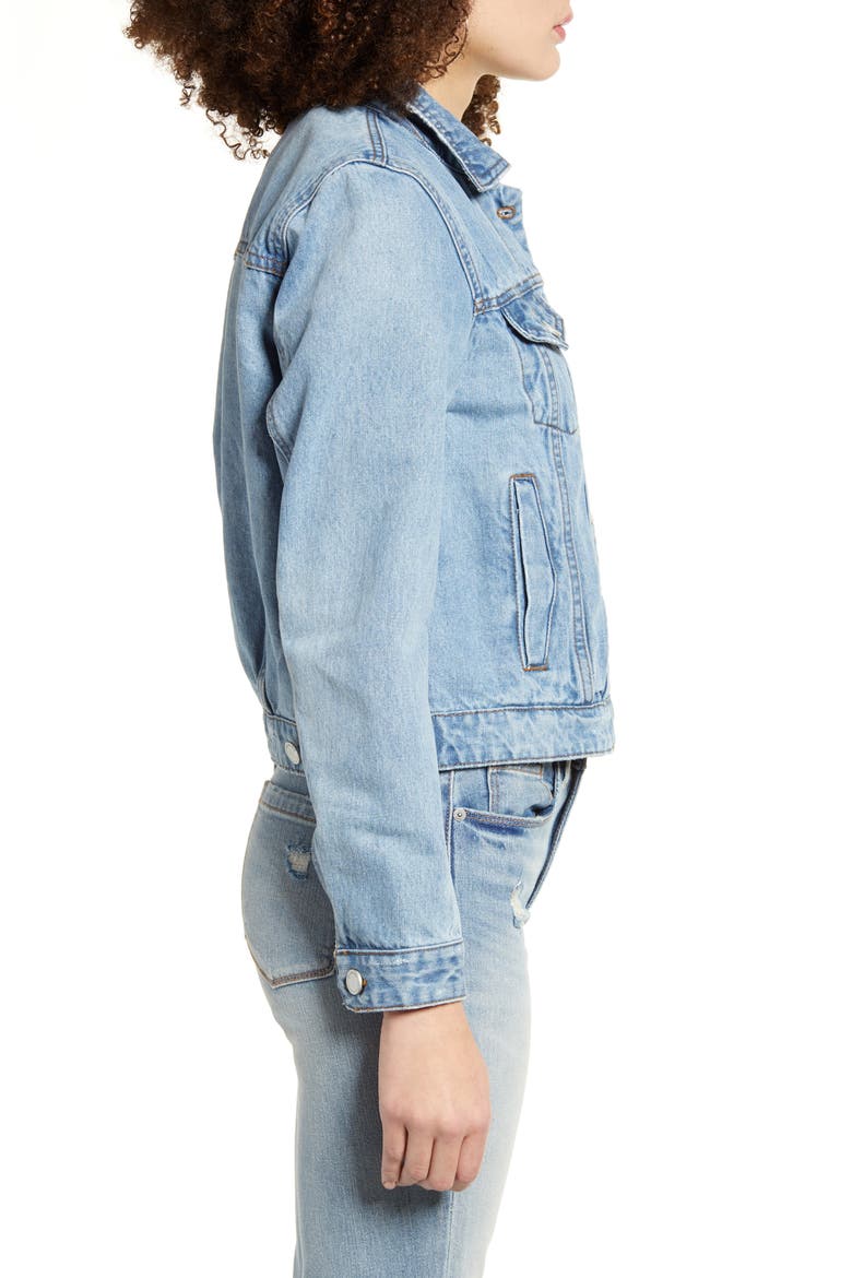 Distressed Denim Jacket, Alternate, color, ONE FOR THE RIDE MED WASH