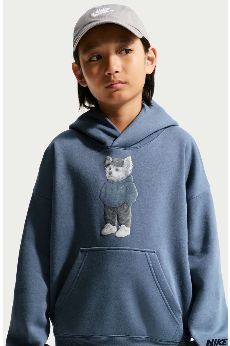 Kids' Sportswear Club Fleece Oversized Graphic Hoodie, Alternate, color, DIFFUSED BLUE
