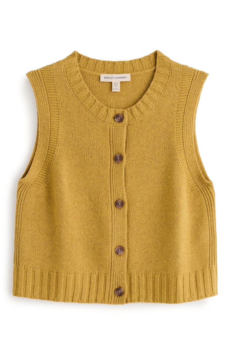 Derwenn Merino Wool Blend Sweater Vest, Alternate, color, GOLDEN PEAR