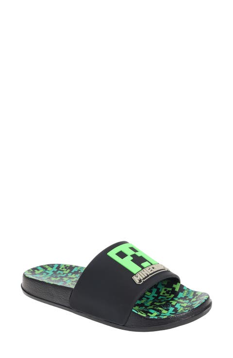 Kids' Minecraft Creeper Slide Sandal (Toddler, Little Kid & Big Kid)
