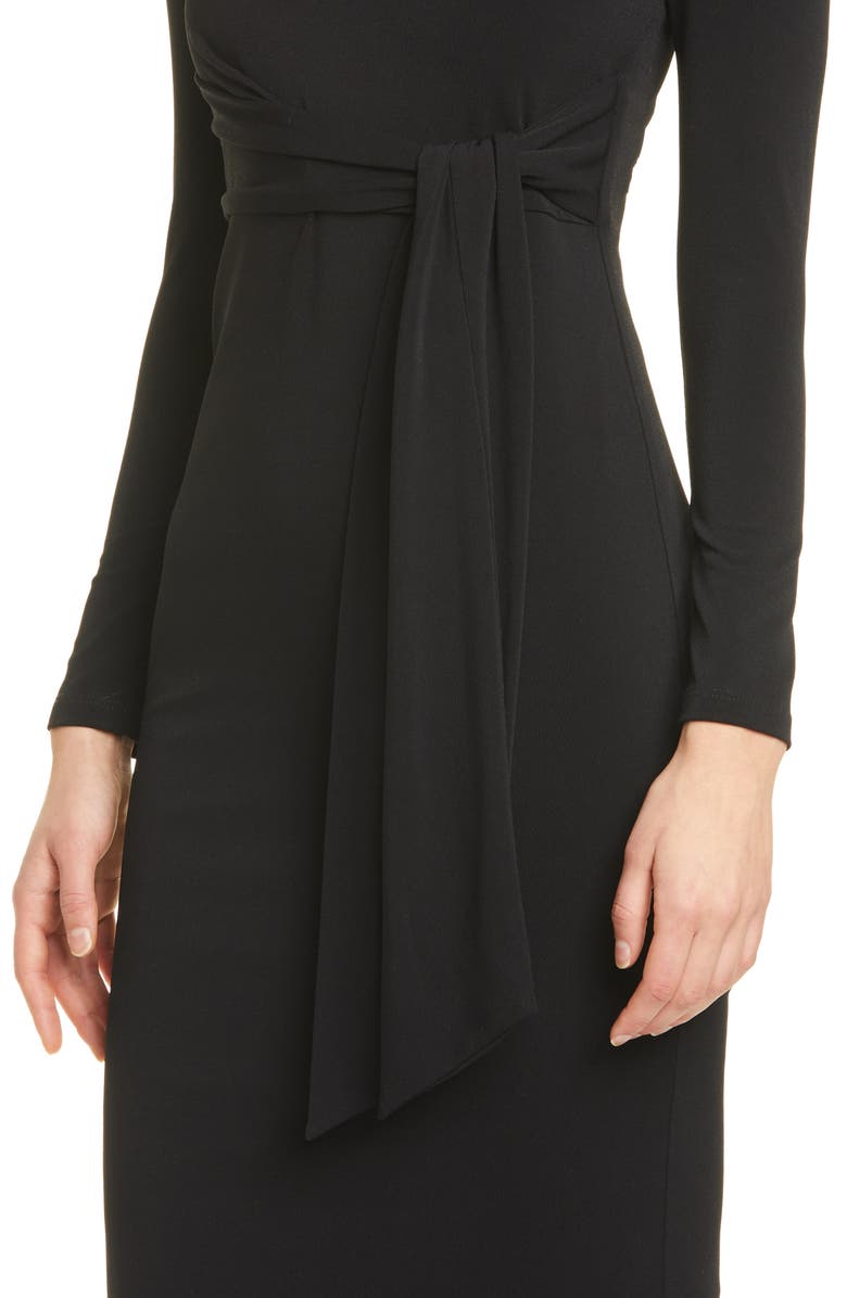 Alice + Olivia Delora Tie Waist Long Sleeve Body-Con Dress, Alternate, color, 