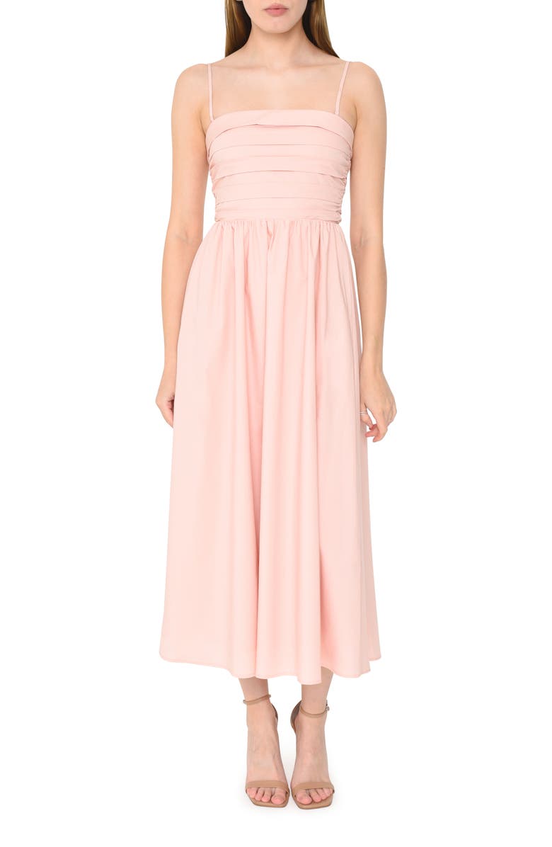 WAYF x Styled by COCO! Sammie Pleat Strapless Stretch Cotton Sundress, Alternate, color, Blush
