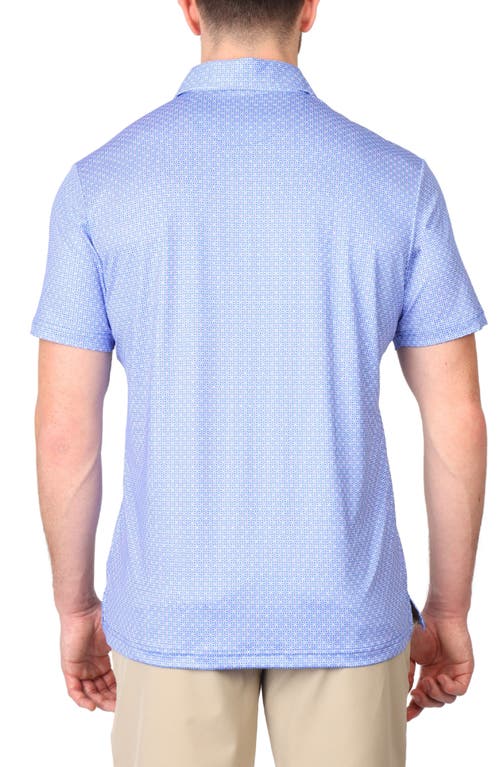 Tailorbyrd Mosaic Print Performance Polo In Blue