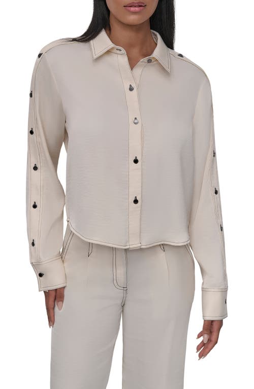 Dkny Glazed Crinkle Satin Button-up Shirt