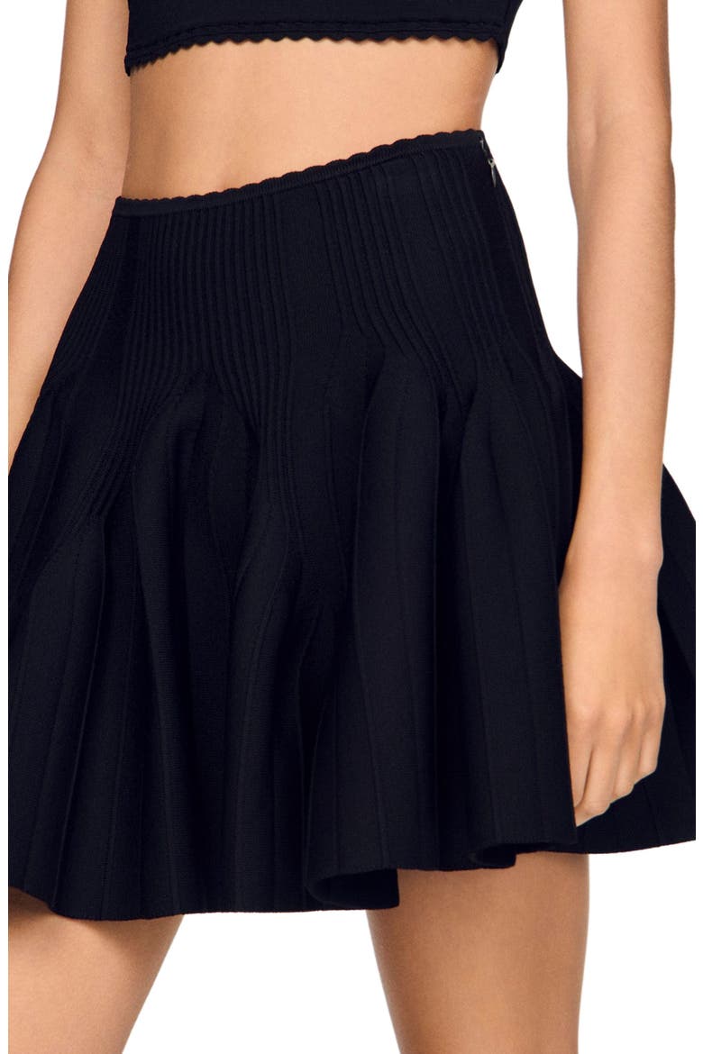 Short knit godet skirt, Alternate, color, Black