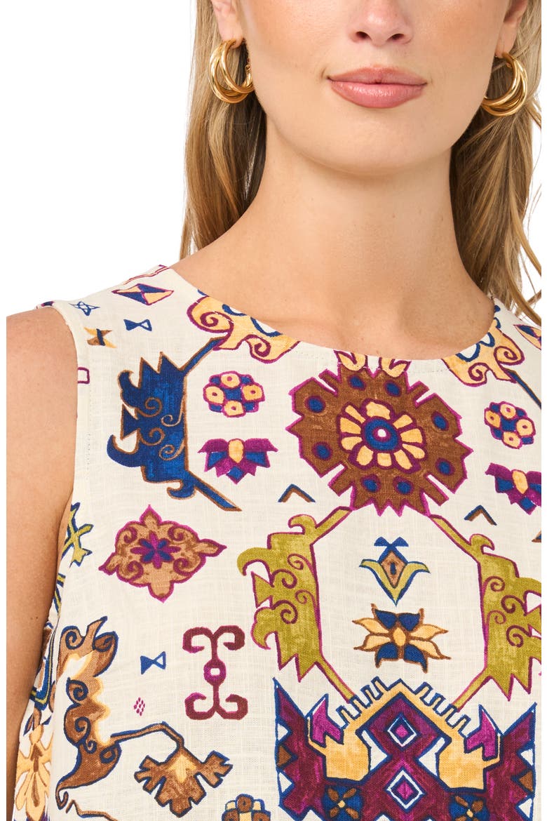 Print Sleeveless Top, Alternate, color, NEW IVORY