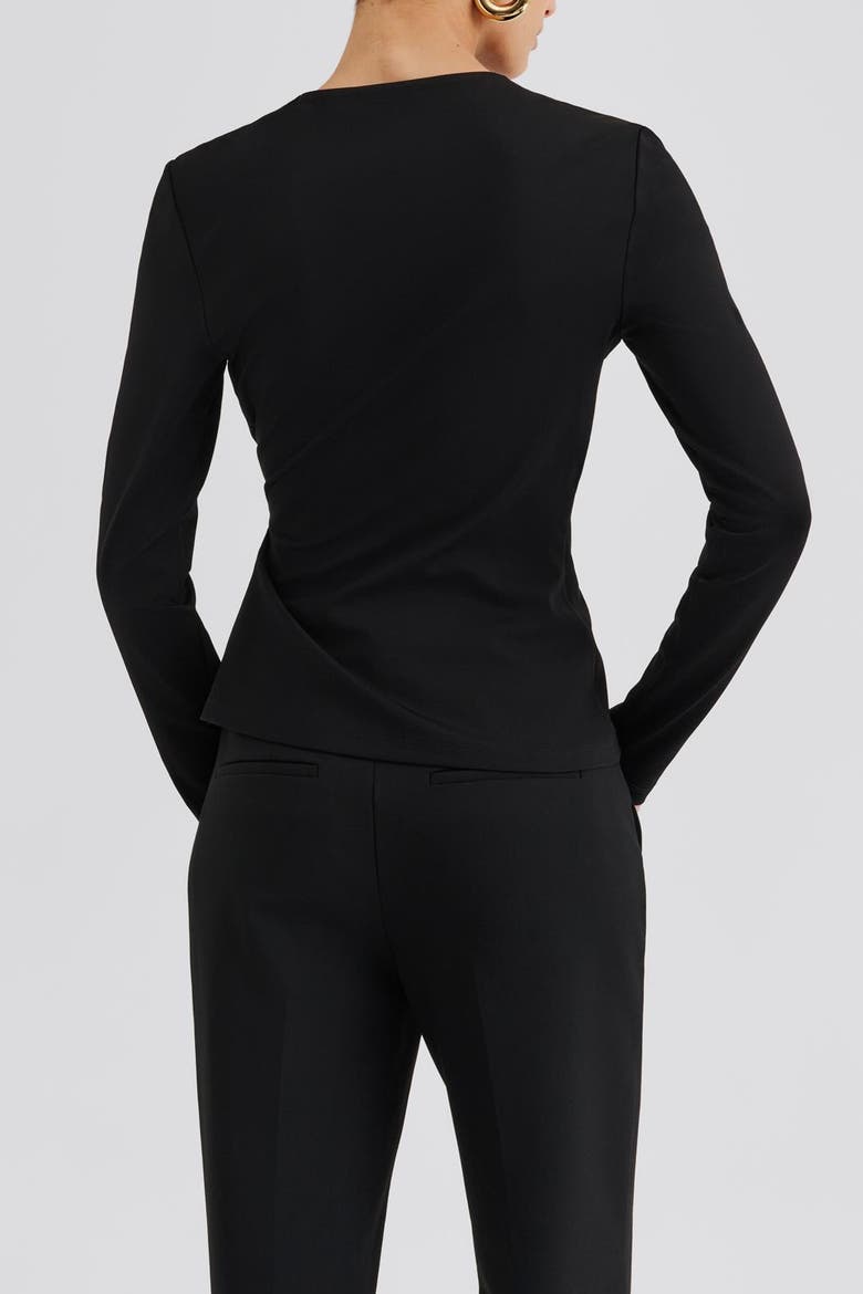 Mailey  Jersey Brooch Long Sleeve Top, Alternate, color, Black