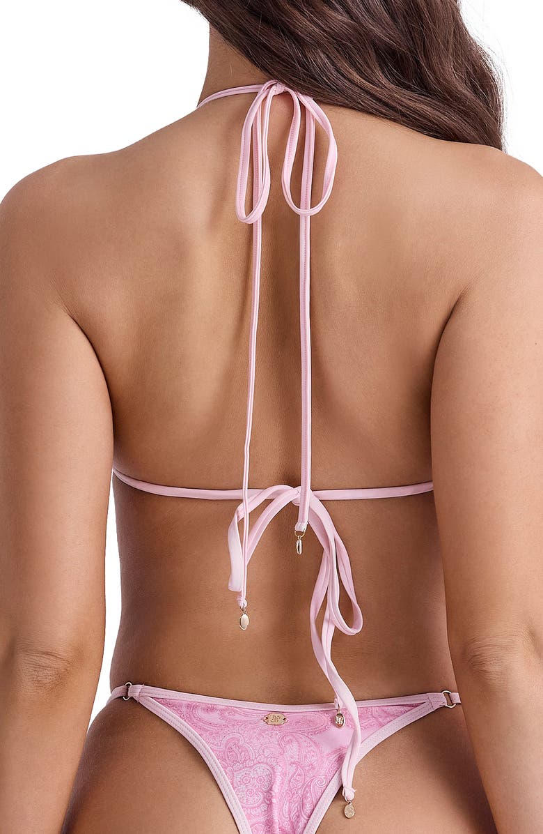 HOUSE OF CB Bali Triangle Bikini Top, Alternate, color, Pink Paisley