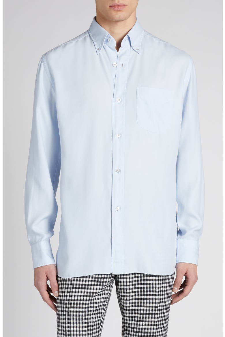 Fluid Fit Button-Down Shirt, Alternate, color, PALE BLUE