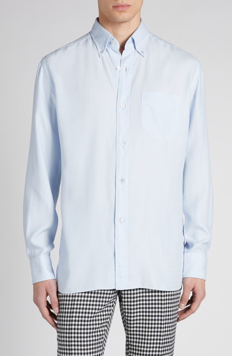 TOM FORD Fluid Fit Button-Down Shirt, Alternate, color, Pale Blue