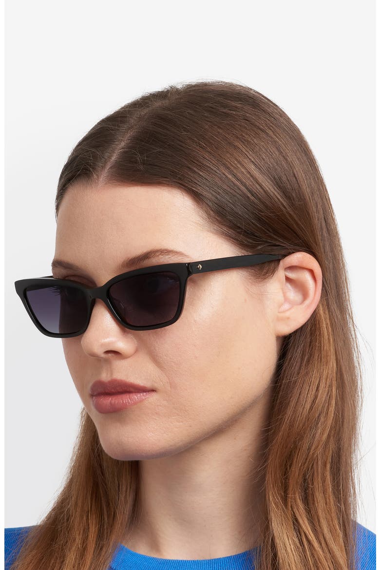 aisha 55mm gradient ectangular sunglasses, Alternate, color, BLACK/ DARK GREY SF