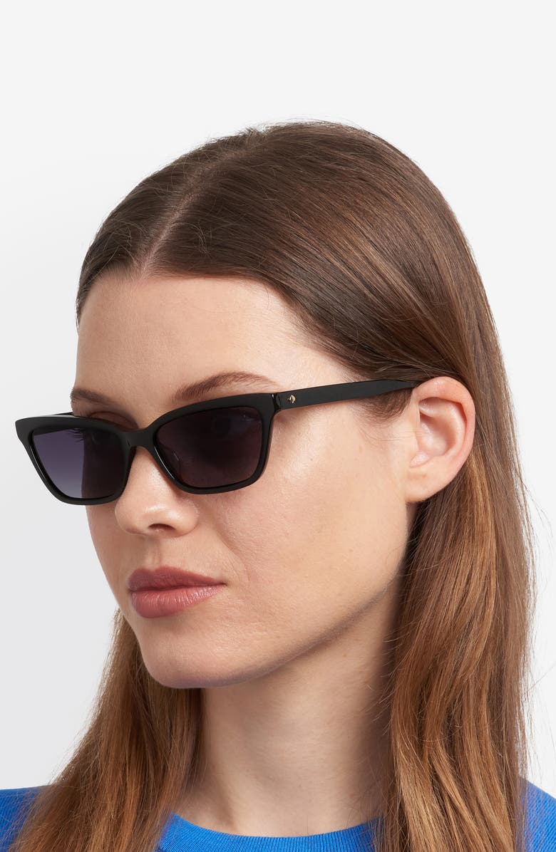 Kate Spade New York aisha 55mm gradient ectangular sunglasses, Alternate, color, Black/ Dark Grey Sf