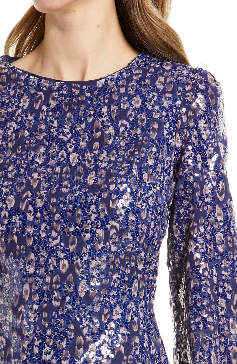 BTFL-life Print Sequin Long Sleeve Dress, Alternate, color, 