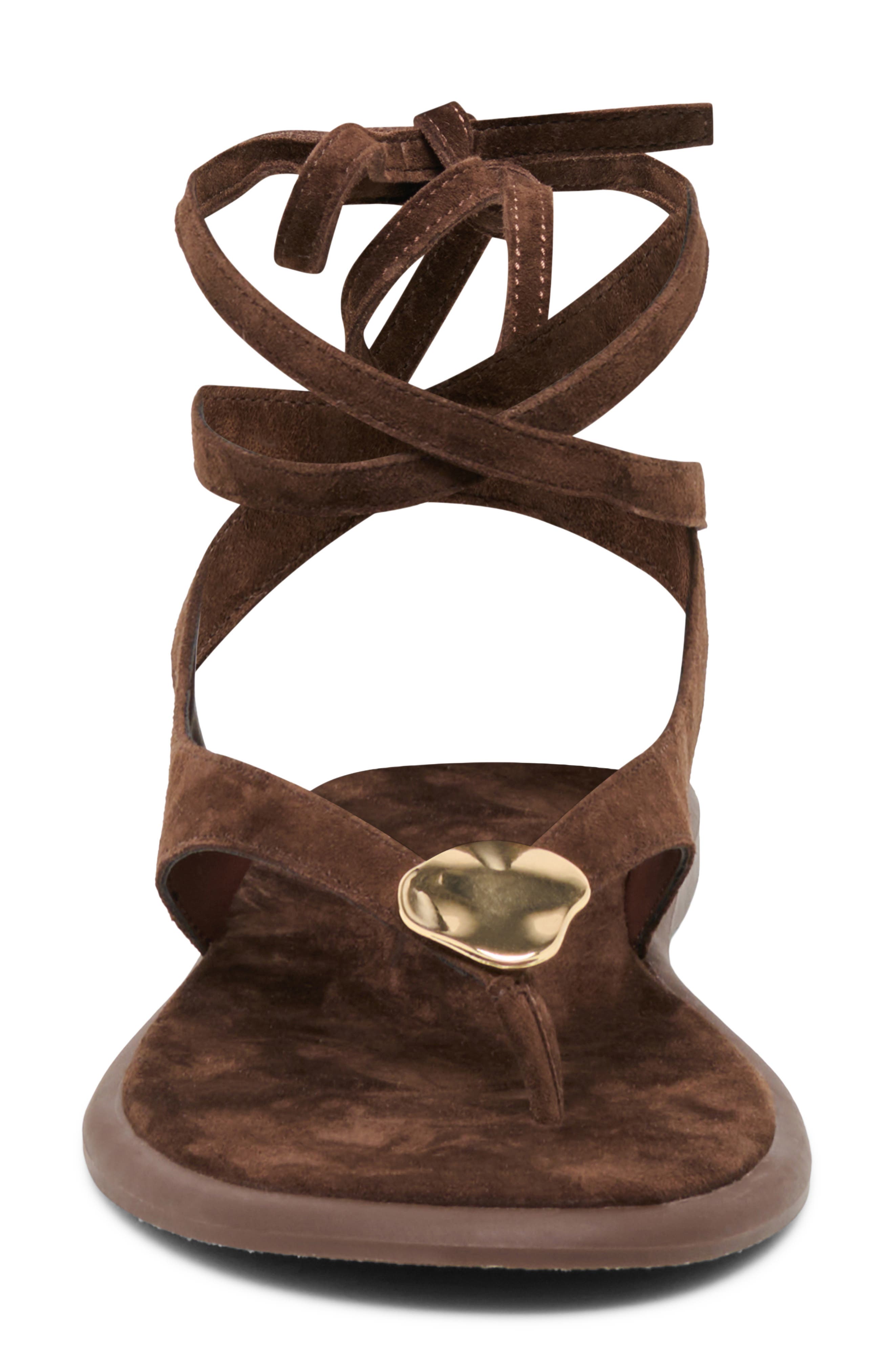 Dolce Vita Judy Ankle Wrap Sandal, Alternate, color, Dark Brown Suede
