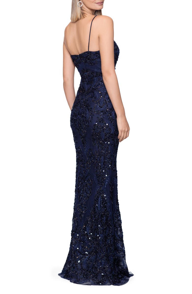 Betsy & Adam Illusion Sequin Column Gown, Alternate, color,