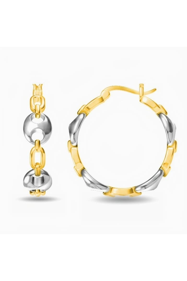 Two Tone Hoop Earrings, Main, color, Silver