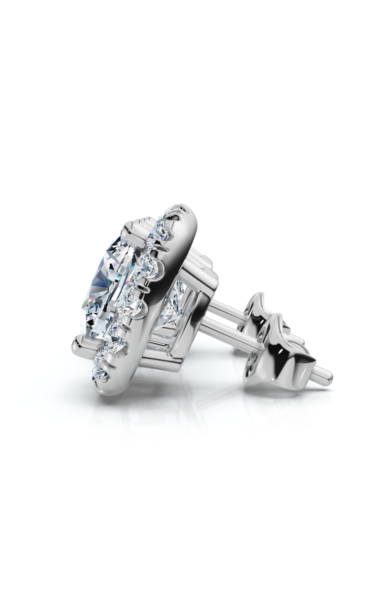 Bliss Diamond Certified 5.80Ct Cushion Cut Diamond Halo Studs 14k Gold Women's Earrings, Alternate, color, 14K White Gold