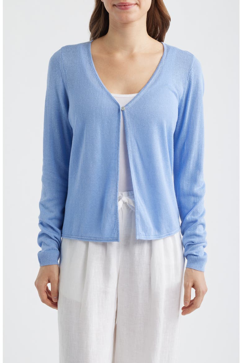 Adeline Linen Blend Jersey Cardigan, Main, color, GRAPE POOLS